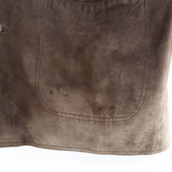 Cezani Leather Suede Overcoat Men L Brown Professor Literary Distinguished Retro - Picture 7 of 16